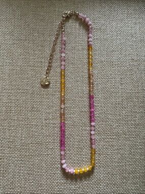 Plunder Multicolor Beaded Women's Necklace - Pink & Yellow